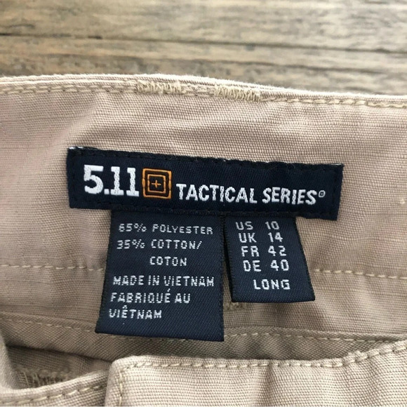 5.11 Tactical Series Womens US 10 Long Cargo Pants Beige Work Ripstop EMT Police - Picture 3 of 7
